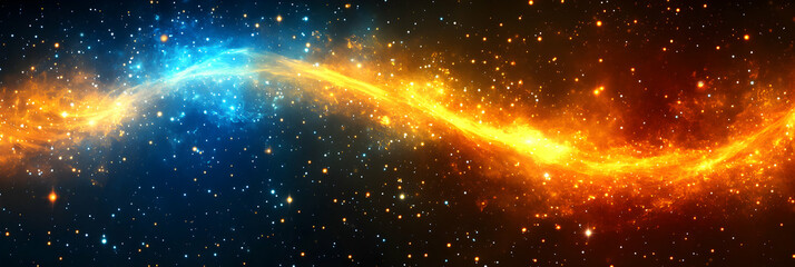 Wall Mural - cosmic nebula, a fiery, icy swirl of celestial energy dances across a star-studded canvas, creating 