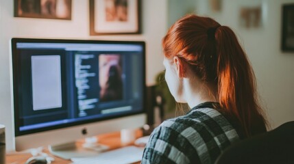 Focused Programmer Woman at Work