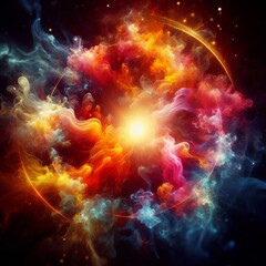 Wall Mural - 444 glowing auras glowing auras surround smoke shapes captured w