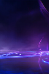 Wall Mural - a blurry image of purple and blue lines on a dark background. the image has a dreamy, ethereal quali