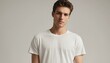 © IDEACENA - Handsome Man Wearing a Simple White T-Shirt Against a Neutral Background