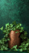 © adince - Copper Pedestal Entwined with Green Ivy on Moss for Enchanting Garden-Themed Displays
