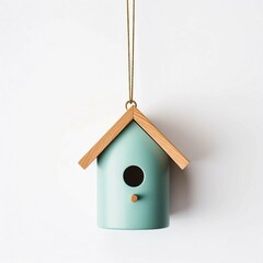 cute birdhouse , Isolated white background, flat lay