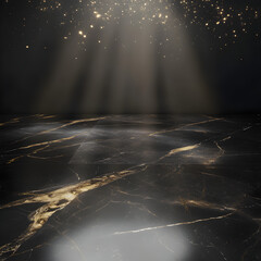 Wall Mural - a dark room with a spotlight shining on a marble floor. the room is empty and the light is focused o