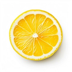 Wall Mural - slice of lemon , Isolated white background, flat lay