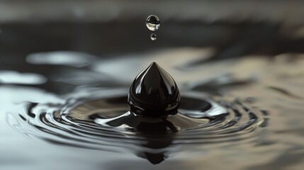 Fototapete - Dynamic ink droplet spreading on water surface abstract art fluid motion close-up view visual concept