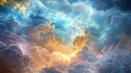 Poster - Dramatic stormy sky with sunshine streaks nature scene colorful clouds atmospheric environment wide view beauty concept