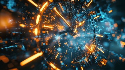 Poster - Dynamic time fragmentation concept digital art creation virtual environment abstract viewpoint futuristic imagery
