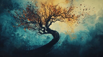 Aufkleber - Fractured tree branches transforming nature's essence enchanted forest art surreal perspective transformation