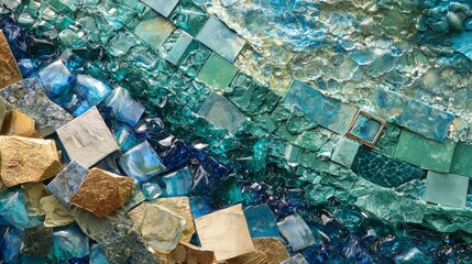 Aufkleber - Colorful abstract collage of textured surfaces featuring stone and glass artistic display vibrant environment close-up view