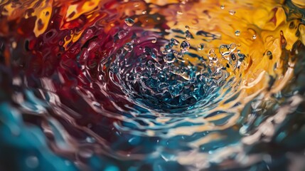 Poster - Dynamic water swirl abstract painting studio setting visual art colorful environment close-up view artistic expression