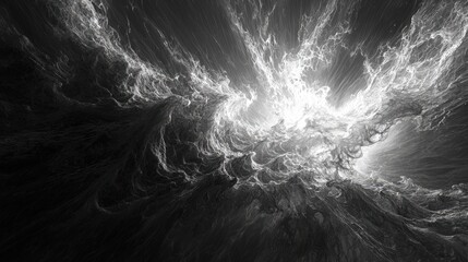 Aufkleber - Dynamic burst of light in a vast cosmic space abstract art digital illustration dramatic viewpoint
