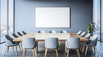 Wall Mural - Modern conference room with large table and chairs