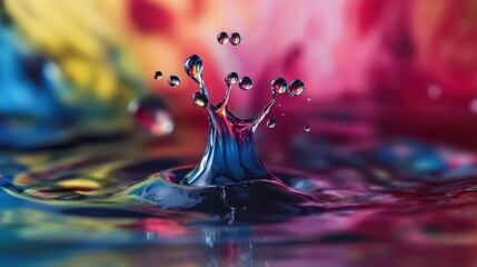 Fototapete - Swirling droplets of paint on canvas art studio abstract photography colorful environment close-up perspective