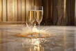 © AiGallery - Champagne splash on elegant floor covering with decorative backdrop and back light, backlight, celebration