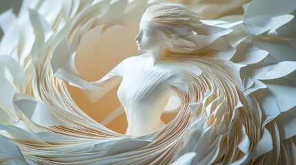 Aufkleber - Fluid motion of paper art creative studio sculpture minimalist environment side view artistry concept