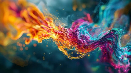 Poster - Vibrant color streaks creating artistic expression abstract space digital art dynamic motion close-up colorful imagination