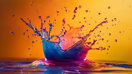 Fototapete - Vivid color splashes studio setting dynamic photography abstract art aerial view emotion-infused imagery