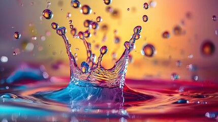 Aufkleber - Colorful water droplets splashing midair vibrant abstract scene captivating visuals artistic perspective expressive concept