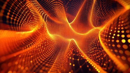 Poster - Abstract digital wave with glowing nodes and lines, representing data flow and connectivity.
