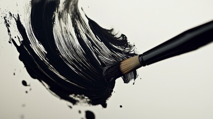 Fototapete - Graceful paintbrush silhouette creating artistic flow on canvas studio visual art creative space close-up perspective