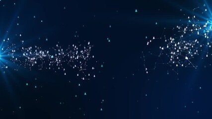 User icon binary code node line connection, Network technology Artificial intelligence network. Digital authentication of users accounts Technology networking, connectivity, cyberspace, communication