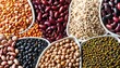 © ole - Colorful Assortment of Mixed Dried Legumes and Cereals in Elegant Bowls for Healthy Cooking