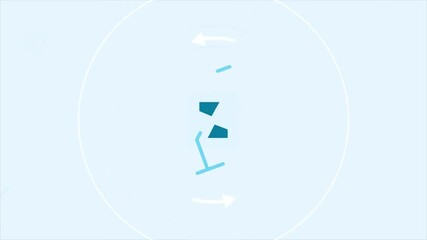Wall Mural - animated hour glass with white sand. animated hour glass with quick sand in loop on blue background