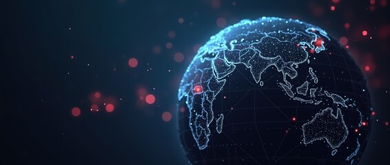 digital data background with binary code patterns, and glowing technology elements representing information flow and data