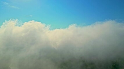 Wall Mural - serene view of fluffy white clouds against a vivid blue sky, capturing the peaceful beauty of the at