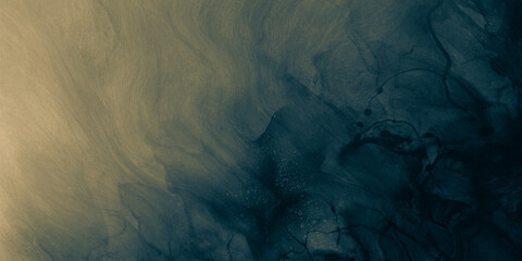 Wall Mural - abstract paint background by deep blue and gold color with liquid fluid texture in luxury concept.
