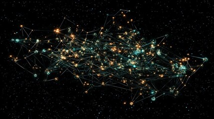 Wall Mural - artistic interpretation of blockchain network with illuminated nodes