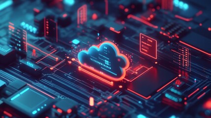 Wall Mural - artistic representation of cloud computing concept in digital space