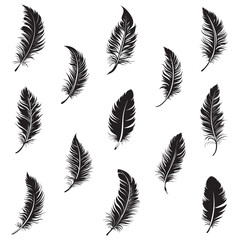 Naklejka na meble Feather icons vector set. Bird feather silhouette illustration isolated on white background
