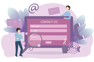 Leinwandbilder - Contact us or the Customer support hotline connect. service provider concept, advice to customer help.Contact us form. Send us message with your contact information, and we will get back.