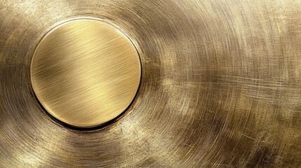 Poster - Close up of brushed brass texture with circular detail.