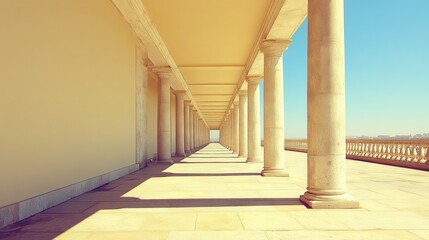 Aufkleber - Columns and corridor perspective. Architecture and design background.