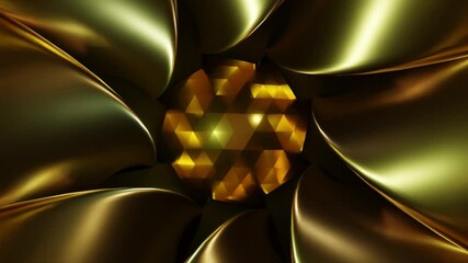 Wall Mural - Abstract background 3D animation shiny glass and metal reflective objects movement rotation play of light.
