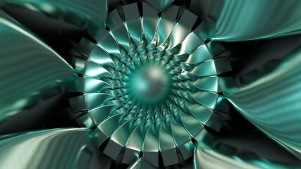 Wall Mural - Abstract background 3D animation shiny glass and metal reflective objects movement rotation play of light.