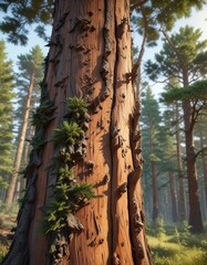 Wall Mural - insect-infested cedar wood tree against a natural background, tree, nature