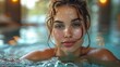 © Berkah - Water Droplets on Woman's Face in Swimming Pool