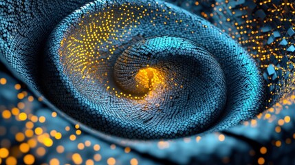 Wall Mural - abstract swirling 3d digital art with glowing particles.