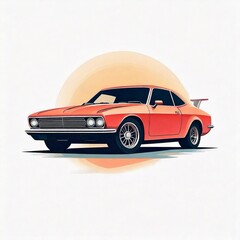 Wall Mural - muscle car logo illustration in a simple and clean flat art style on isolated white