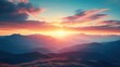 Majestic Mountain Sunset with Vibrant Sky and Silhouetted Peaks