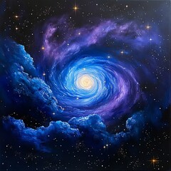 Wall Mural - Bright cosmic galaxy with stars and swirling nebula patterns