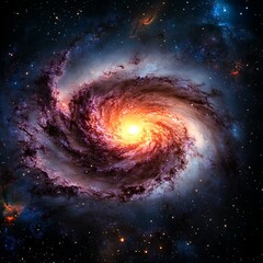Wall Mural - Bright stars and swirling nebulae on a dark galaxy background
