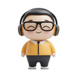 © Thanit - Cheerful animated character with headphones digital studio 3d illustration creative environment front view fun concept