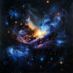Wall Mural - Dark galaxy with bright stars and swirling nebulae, cosmic look