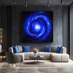 Wall Mural - Deep starry galaxy with swirling blue and purple nebulae -