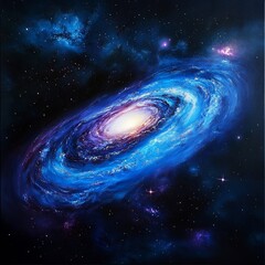 Wall Mural - Deep starry galaxy with swirling blue and purple nebulae -